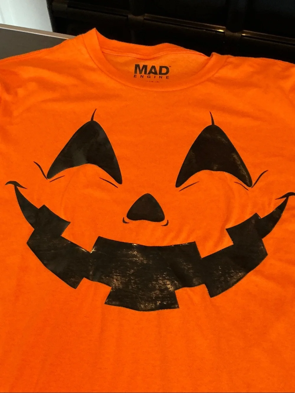 MAD Engine Orange Pumpkin Face Kids Halloween Tee